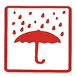 Figyelemfelkeltő címke, piros esernyő